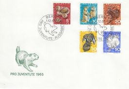 1965 J210-214 Pro Juventute Einheimische Wildtiere FDC