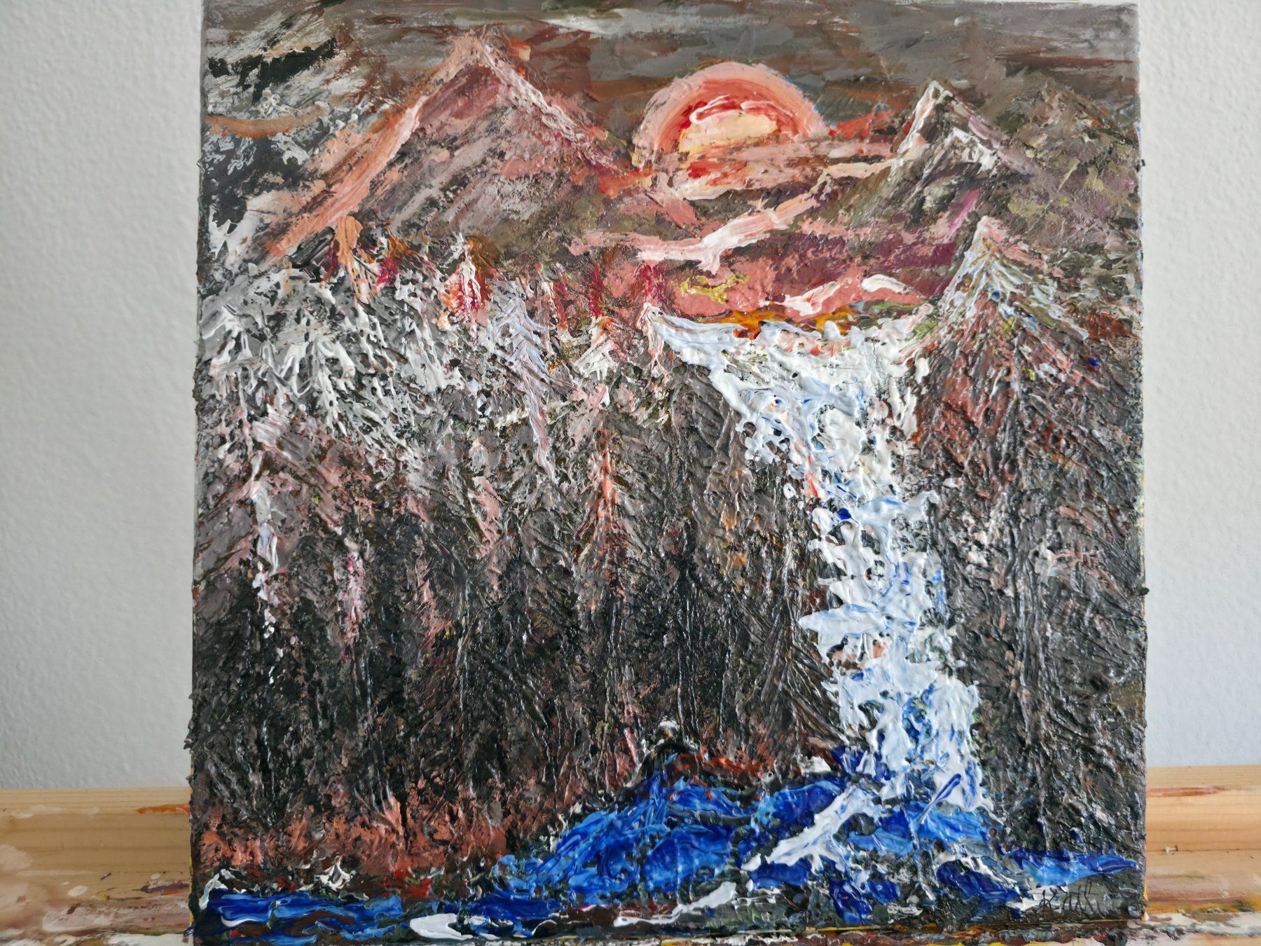 Tableaux: Original Swiss Mountain Waterfall by Kail – D'occasion à Zürich par kam_jq7s