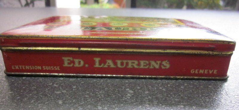 Dosen: Alte Blechdose ED. LAURENS, Genève, rot – Gebraucht aus Bischofszell von Pfau0 1