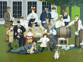 JAN BALET - Farblithografie Vornehme Gesellschaft