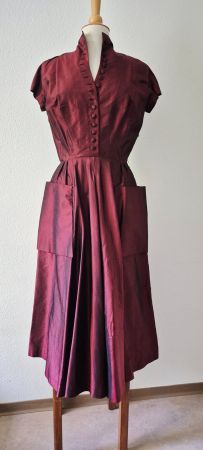 KLEID MAXIKLEID 36 34 HANDMADE UNIKAT BORDEAUX, TOP ZU JACKE