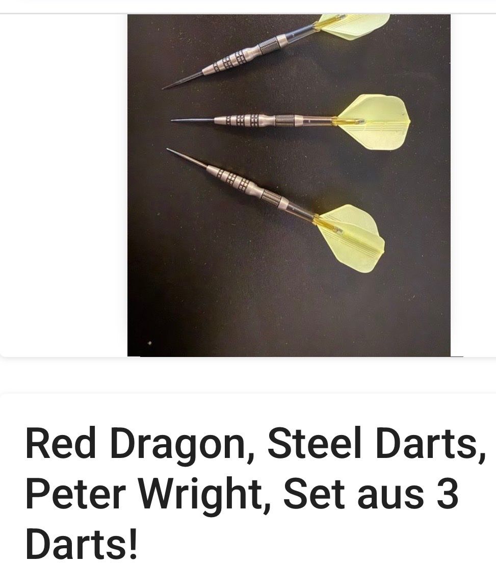 Freccette: Red Dragon Steel Darts Peter Wright, Set 3 Darts! – Usato da Berg TG venduto da hus_jc8y