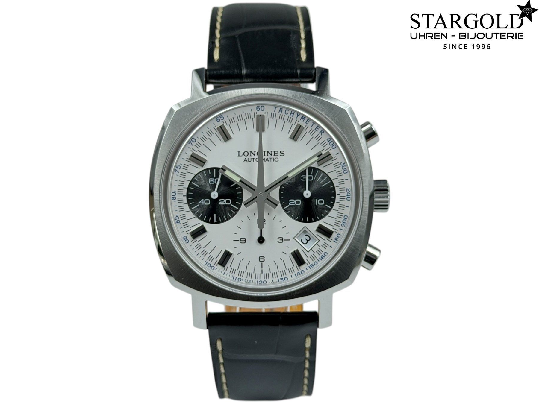 Longines Orologi: Longines Heritage 1973 Column-Wheel Chronograph - L2.791.4.7 – Nuovo e nell'imballaggio originale da Zürich venduto da Stargold-Uhren