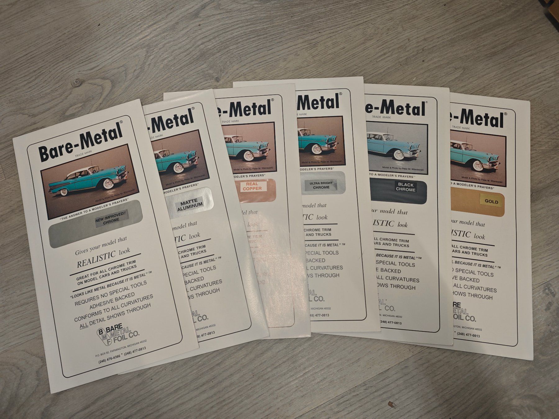 Kit di modellismo & Modellini statici: 6 X Bare Metal Foil modelling accessories car / planes – Nuovo e nell'imballaggio originale da VETROZ venduto da Bimmer_CH