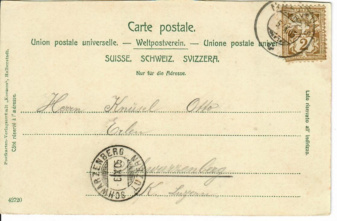 Cartoline postali: Engelberg 1905 – Usato da Hochdorf venduto da Ziegel-16 1