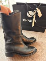 CHANEL hohe Lederstiefel 40 schwarz sehr guter Zustand TOP