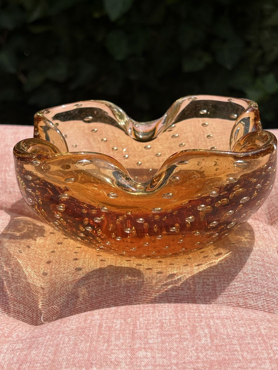 Murano Coupes: Murano-Süßigkeitenhalter aus Bernsteinglas – D'occasion à Losone par del_yh97
