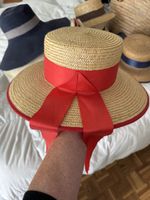 Chapeau de paille Emilio Ceccato T 60 vintage avec ruban