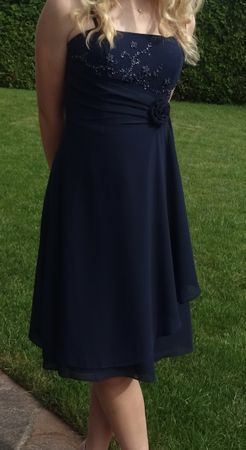 Festkleid Gr. 36, Farbe Navy, mit Pailletten und Stola