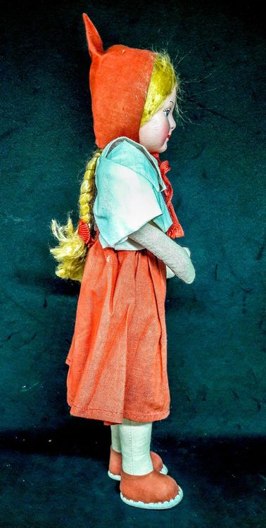 Poupée Ancienne Le Petit Chaperon Rouge - Jouet Caoutchouc Souple Années 50/60 - Figurine Vintage