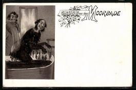 Lithographie Jüdischer Mann im Moorbad