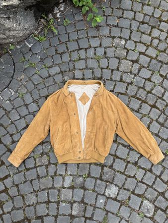 Vintage Yves Saint Laurent Suede Bomber Jacket L Luxury