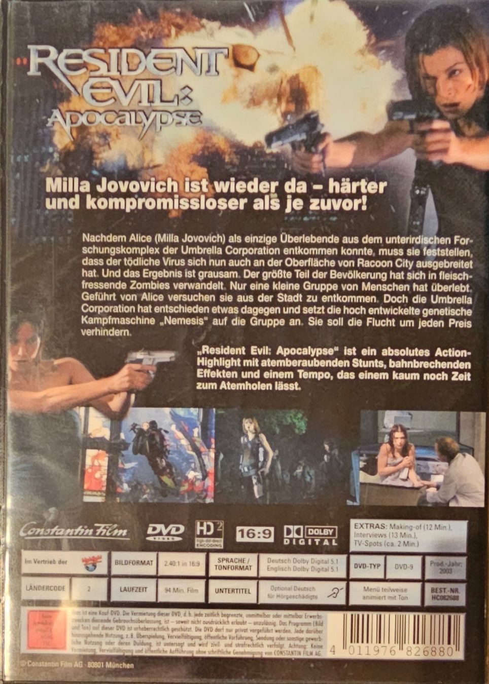 Tutti i DVDs: Resident Evil - Apocalypse – Usato da Wahlen b. Laufen venduto da Cg10 1