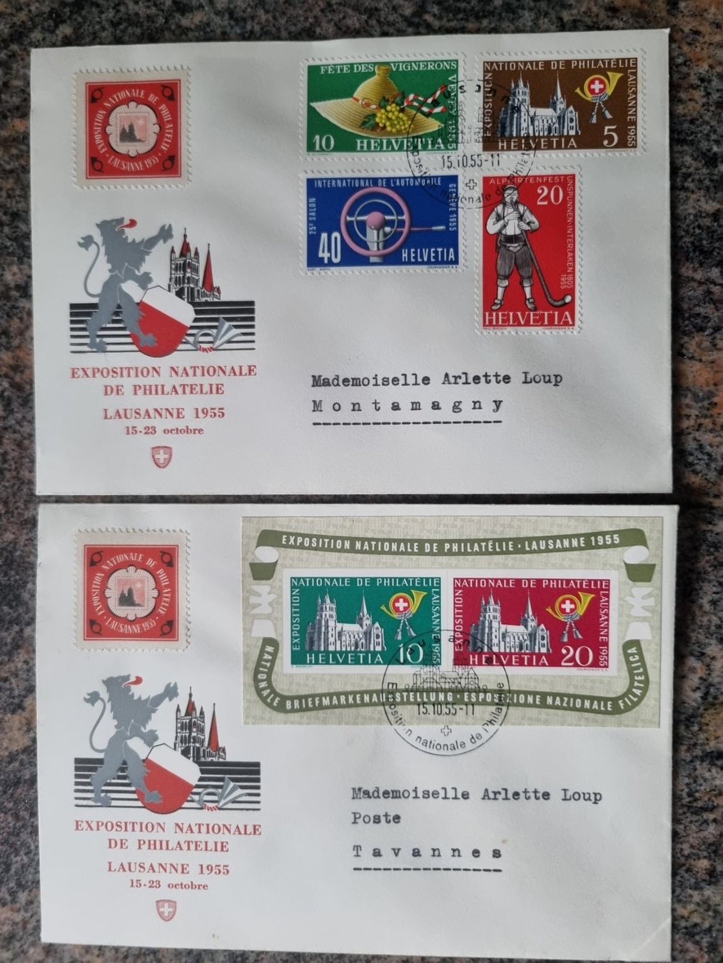 Tutti i francobolli: 1955 : 2 Ersttagsbriefe Expo Lausanne – Usato da Gümligen venduto da Geniusbuy