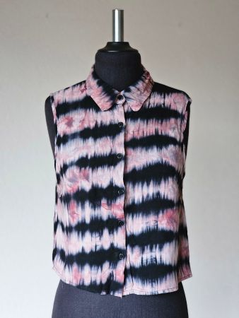 Shirt Top rosa schwarz Batik Sommer Gr. S
