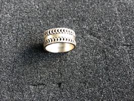 Silberring 925 gemustert breit gebrauchter Zustand