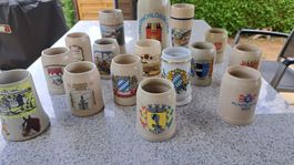 Grosse Bierkrug-Sammlung 16 Steingut-Bierkrüge diverse 