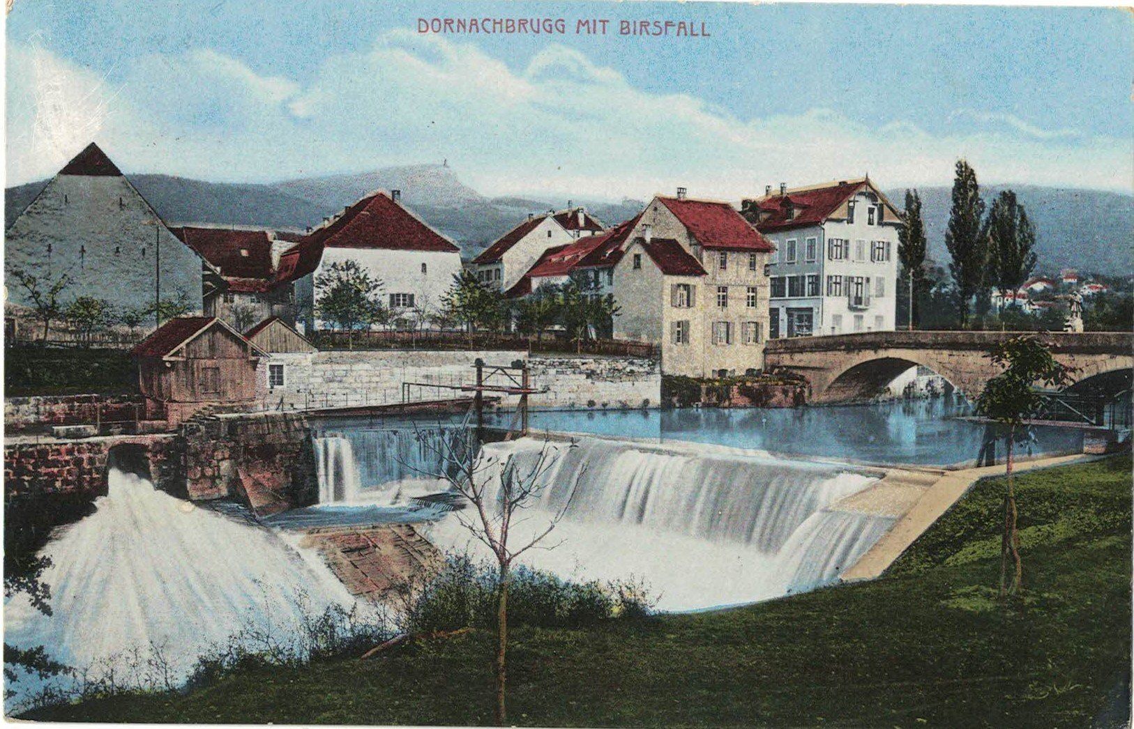 Cartoline postali: Dornach SO Dornachbrugg Wasserfall mit Brücke ,  1925 – Usato da Solothurn venduto da Bepposol