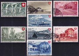 1947/48, Pro Patria Nr. B34-41, beide Serien sauber gest.