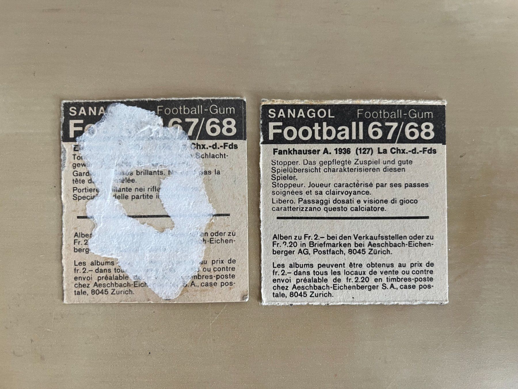 Carte collezionabili: Sanagol Football-Gum – Usato da Winterthur venduto da rab_df86 1
