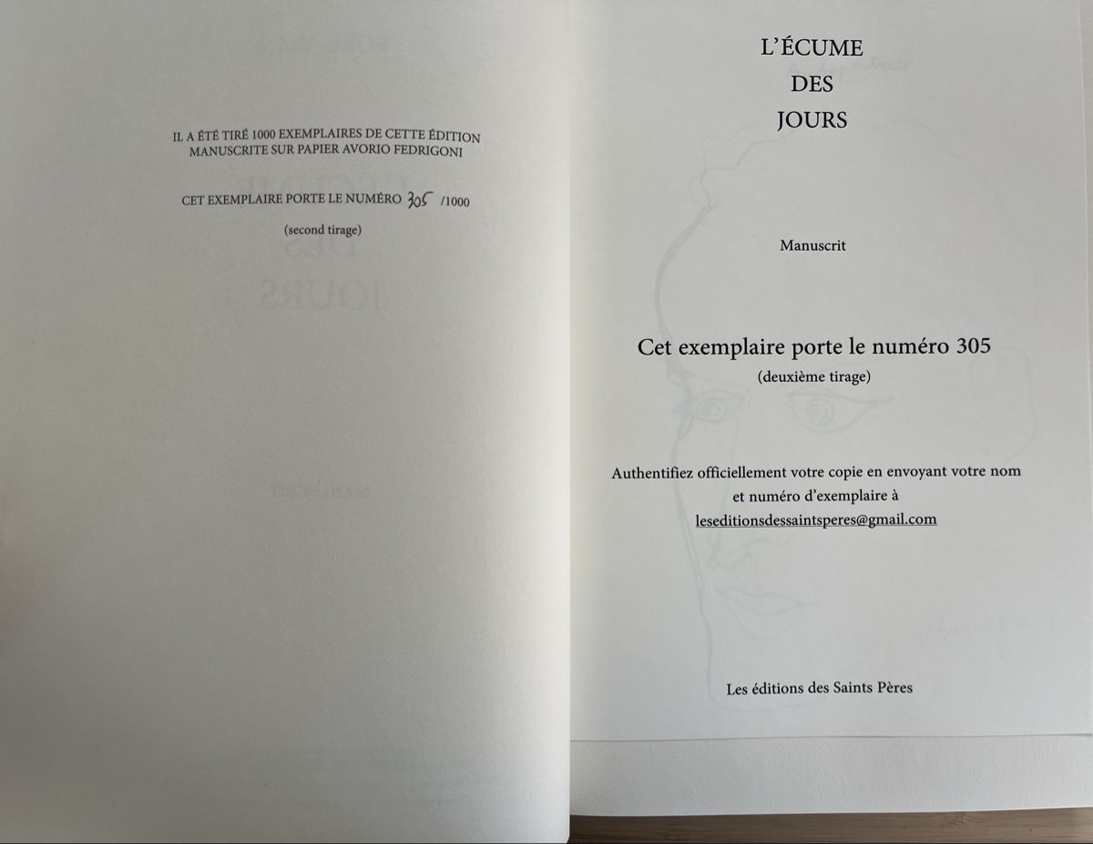 Bücher: Boris Vian/ Manuscrits fac-similés – Gebraucht aus Euseigne von so.ART 2