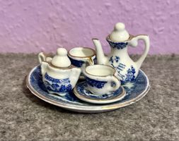 Mini service à thé en porcelaine décor Blue Willow