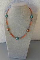 Collier mit Perlen, Apatit und Feueropal