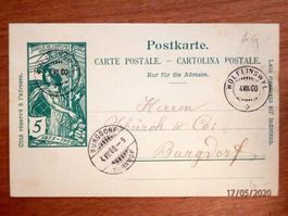 Postkarte, ZNr.77, 25 Jahre Weltpostv.