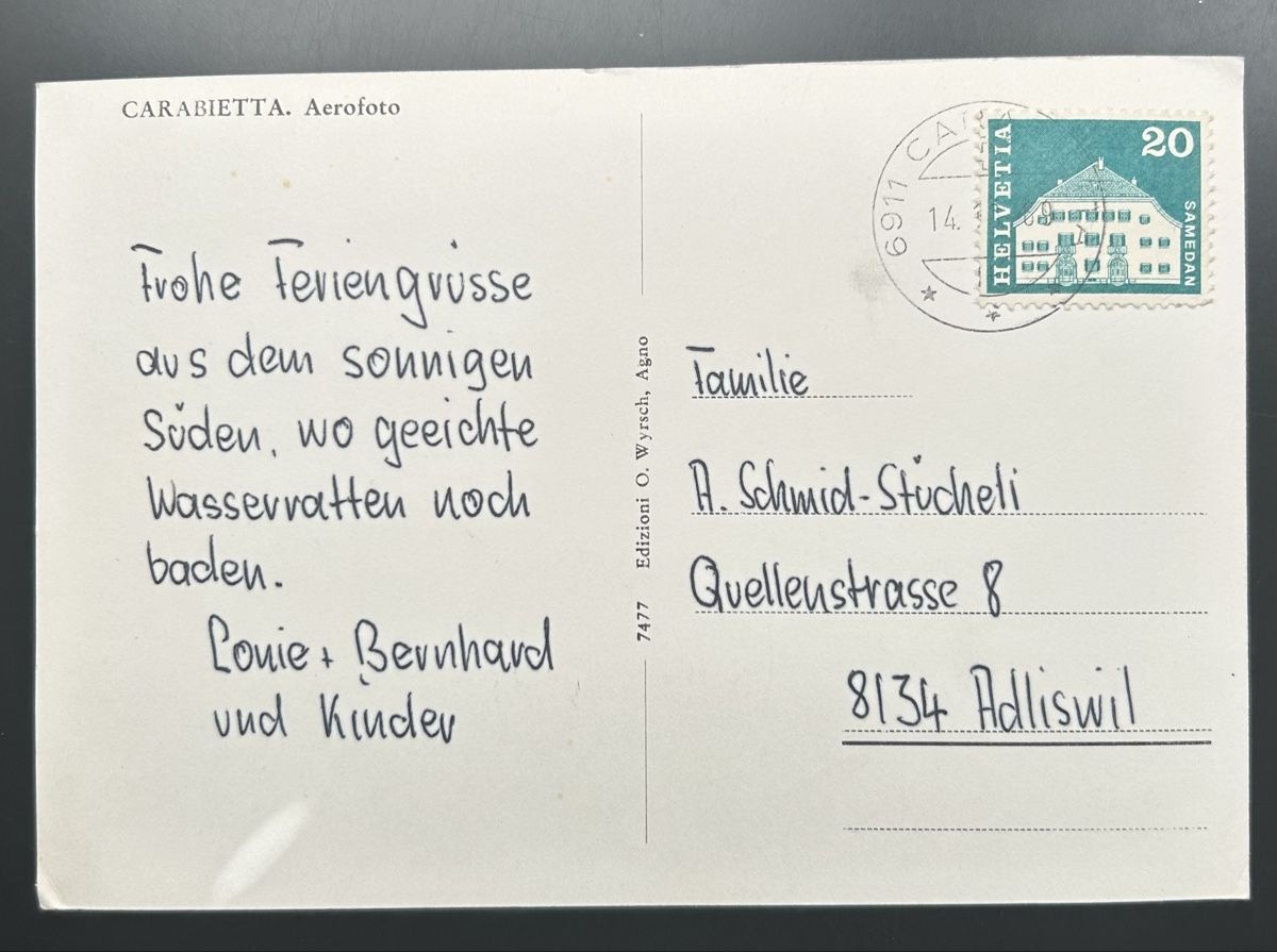 Cartoline postali: Flugaufnahme Carabietta – Usato da Horw venduto da Tellbub 1