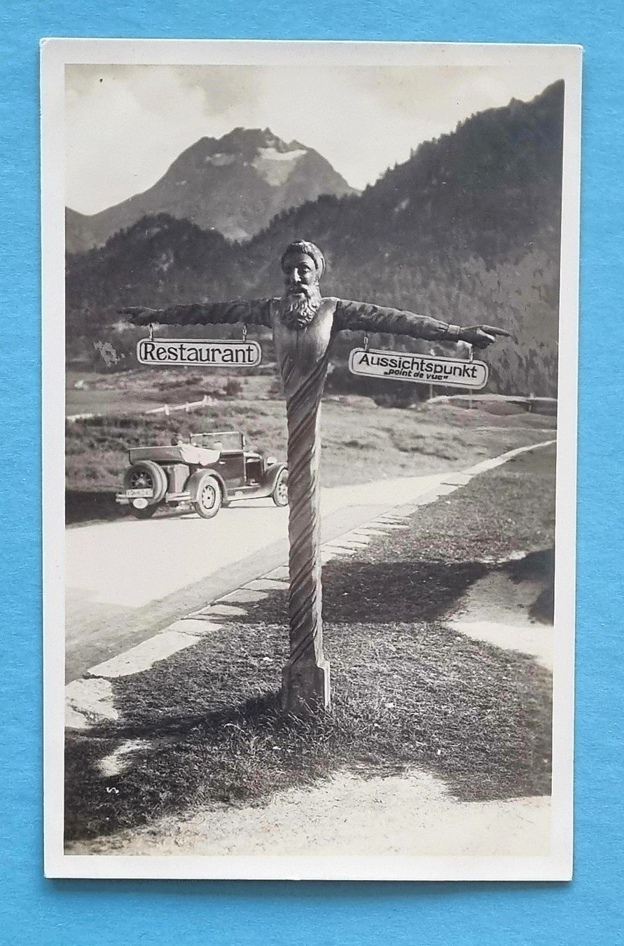 Cartes postales: Maloja - Wegweiser Maloja-Kulm - Oldtimer – D'occasion à Rothrist par RROENK
