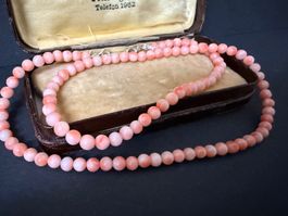 Echte Rosa Korallen Kette mit Silber Verschluss 925