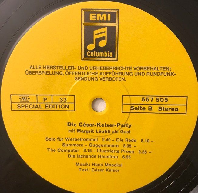Dischi in vinile: Die César Keiser-Party (LP) – Usato da Grüningen venduto da azulvinyl 3
