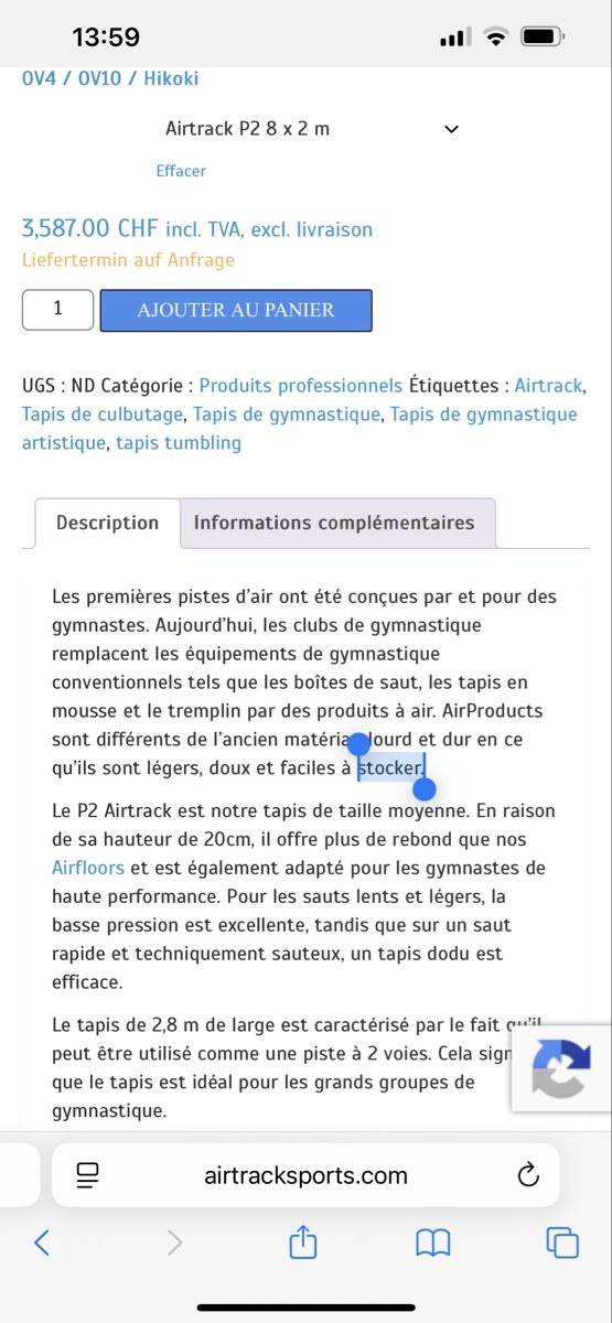 Tapis de jeu: Airtrack 8 x 2m – D'occasion à Court par pet_p95f 5