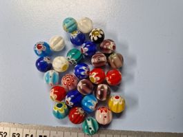 Perles rondes 10 mmm Millefiori Murano lot 15 pcs
