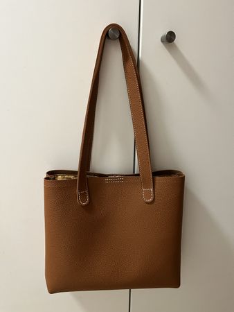 Braune Handtasche Korkinnenstoff Vintage Look 👜 stylisch!