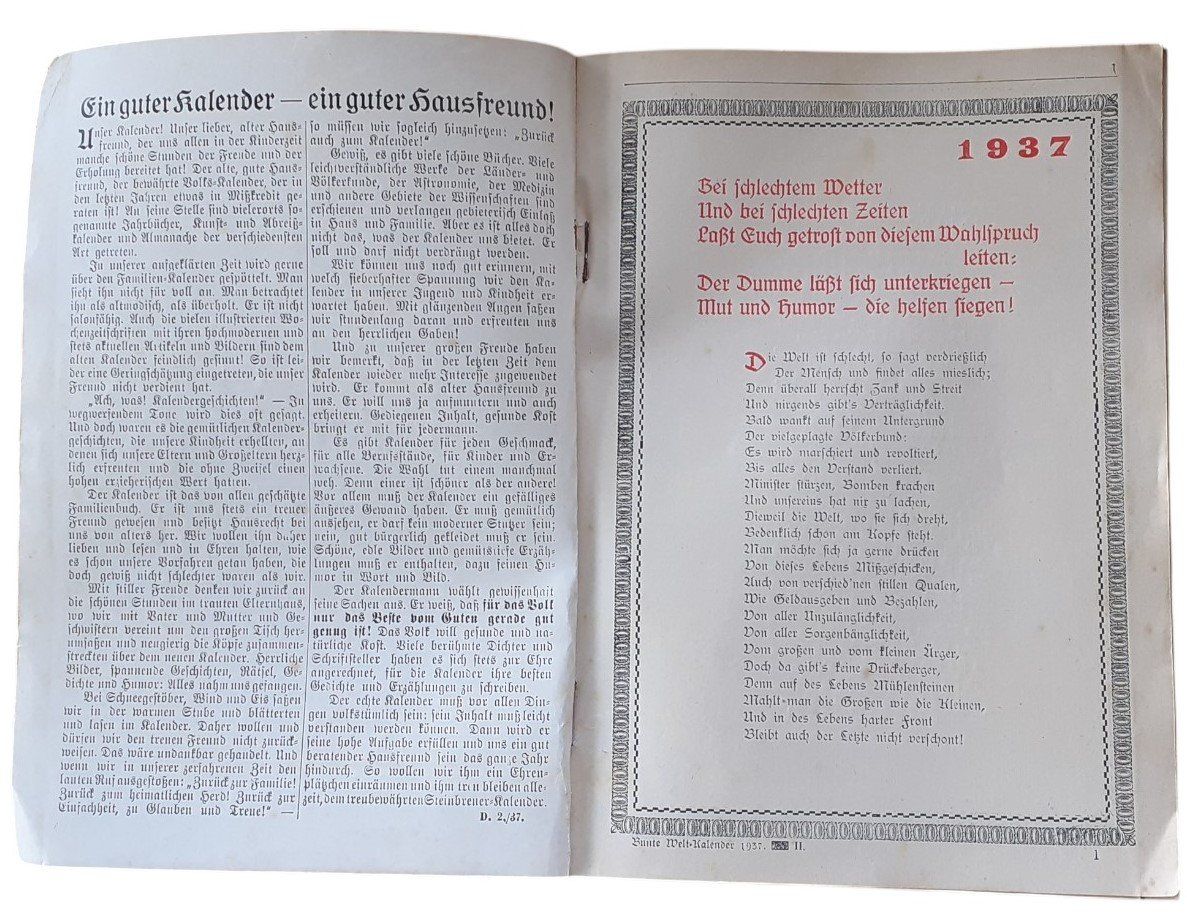 Calendari: Kalender "Der bunte Welt-Kalender" 1937 – Usato da Mörschwil venduto da aik_x8mc 1
