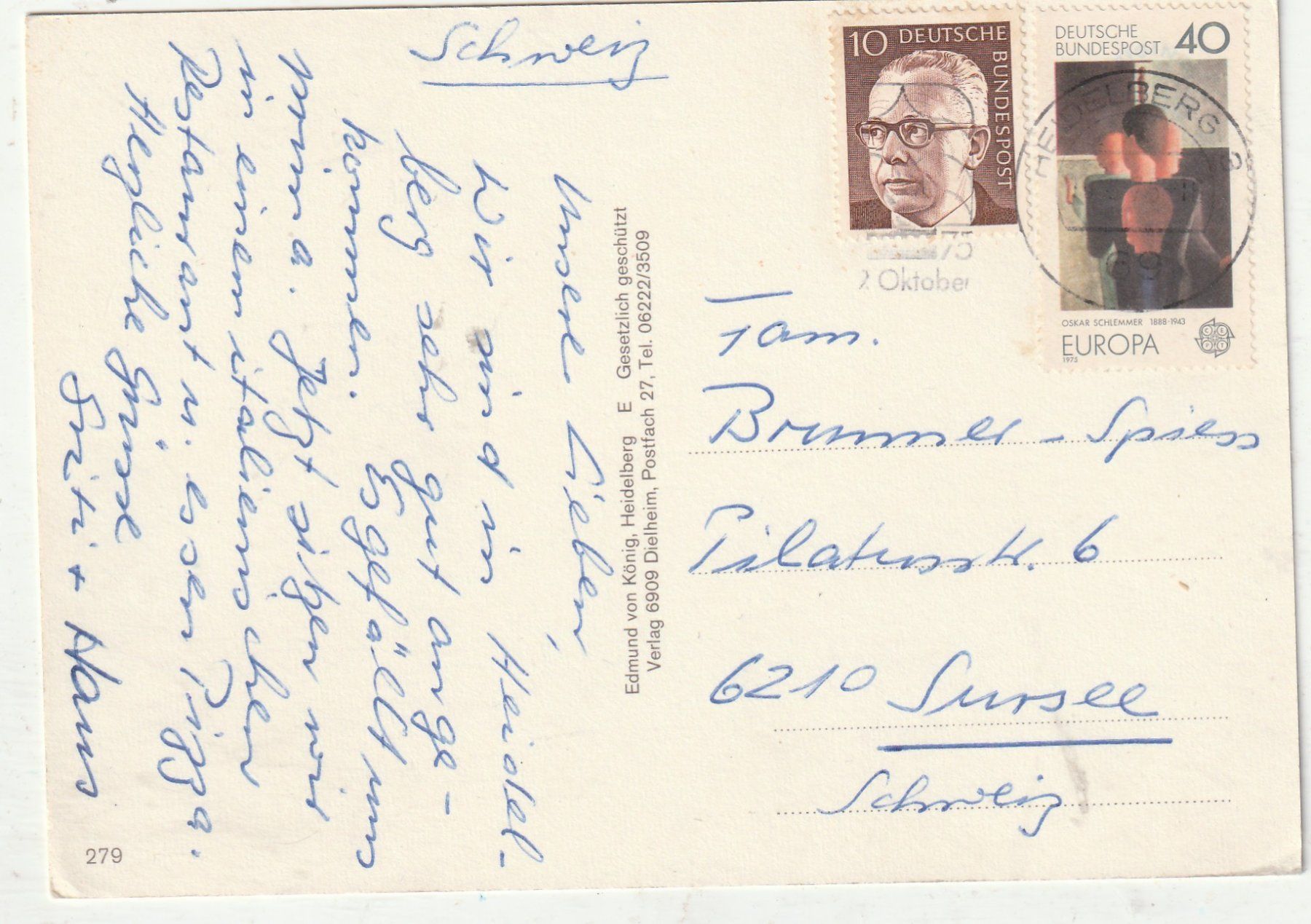 Cartoline postali: Gruss aus heidelberg – Usato da Lumbrein venduto da made02 1