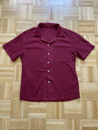 Kurzarm Hemd Karo Bordeaux Herren Grösse XL Top Zustand
