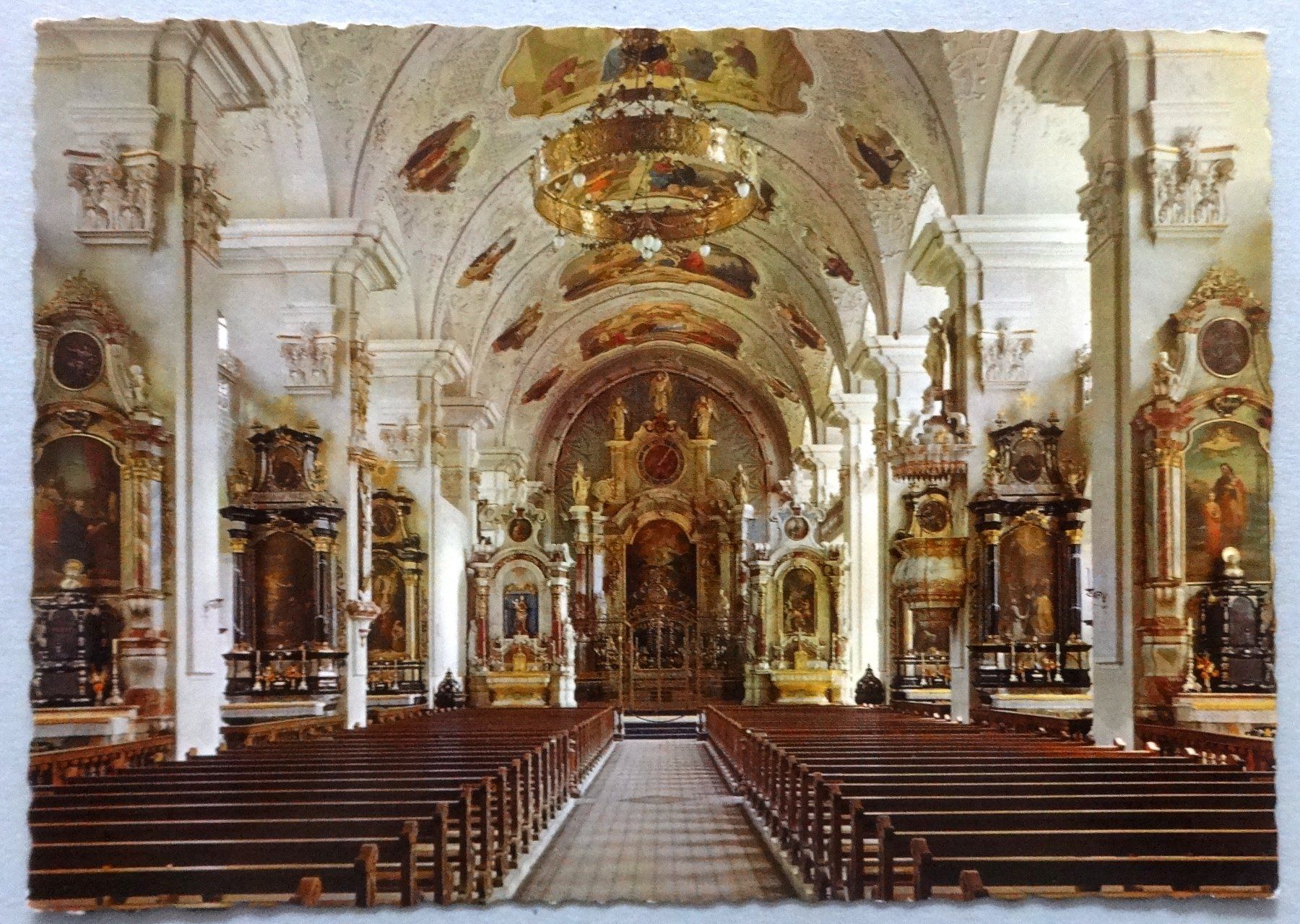 Ansichtskarten: Engelberg, Inneres der Klosterkirche – Gebraucht aus Fétigny von Billy2miny