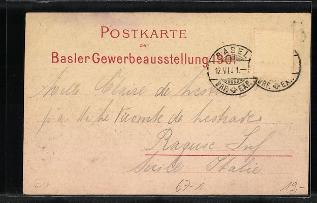 Cartoline postali: Litho Basel, Basler Gewerbe-Ausstellung  – Usato da Berlin venduto da bartko-reher 1