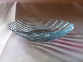neu: muschelförmige Glasschale, blau, vintage Deko