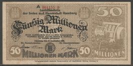 DEUTSCHES REICH - AUSHILFSCHEIN HAMBURG - 50.000.000 MARK
