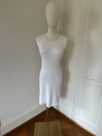 Massimo Dutti White Ribbed Knit Dress Size M - Summer!