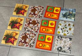 12 Servietten fleurs et feuilles - lot 5