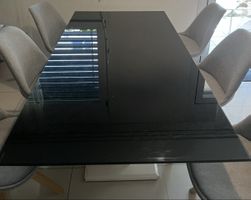 Esstisch mit 6 Stühlen schwarz Glas Platte gebraucht