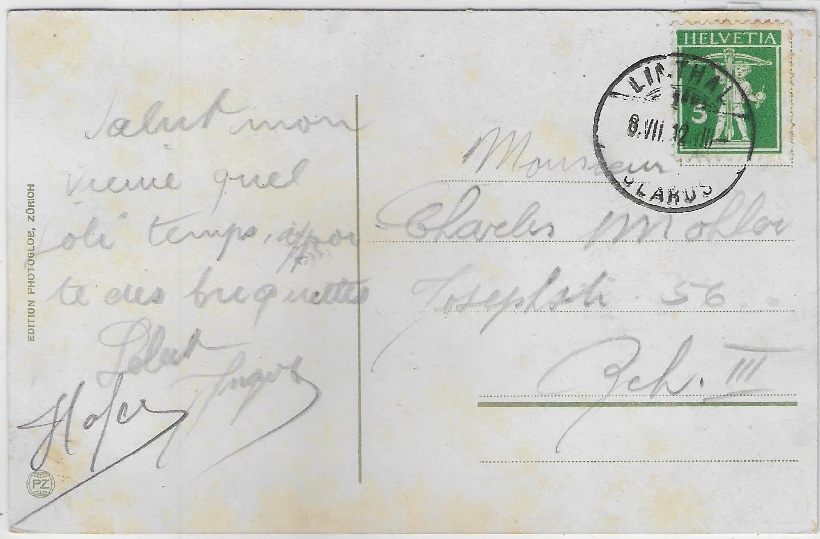 Cartoline postali: Panorama Glarus - Litho – Usato da Ettingen venduto da Kartenplanet 1
