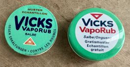 2 x kleine alte VICKS Blechdosen Blechdose Muster Kaufladen