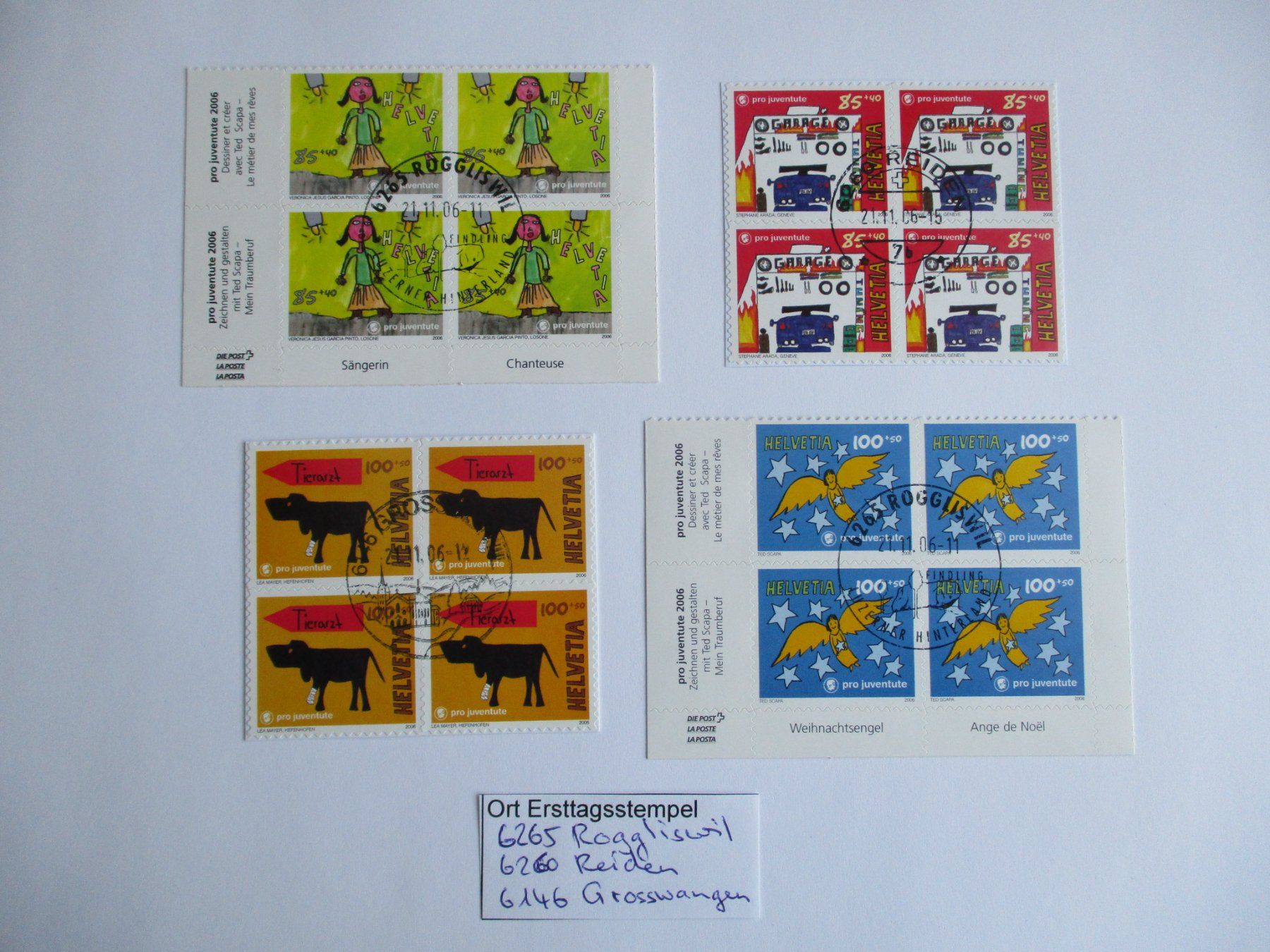 Tutti i francobolli: Viererblock mit Ort Ersttagsstempel 6265 Roggliswil + – Usato da Langnau b. Reiden venduto da Aktuell88