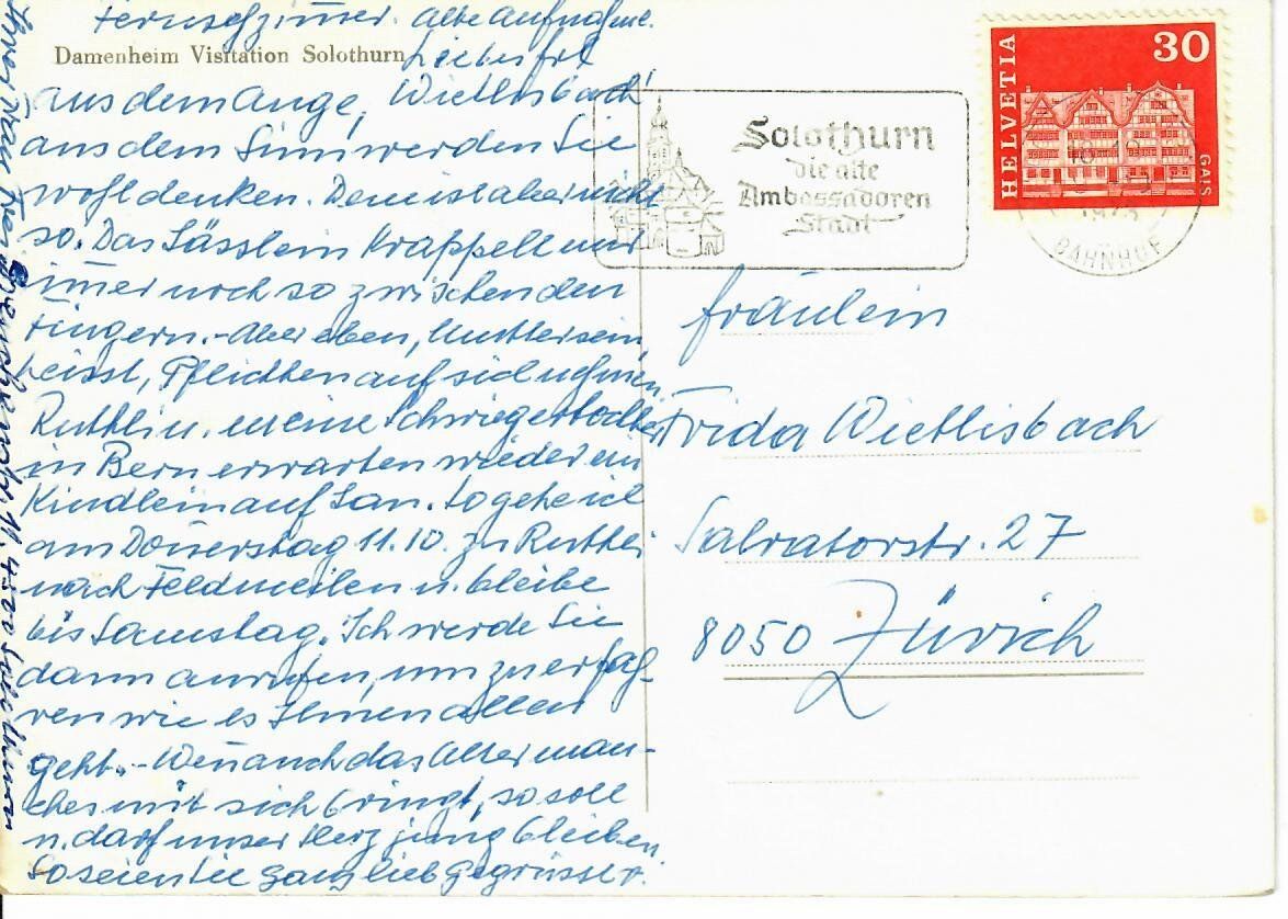 Cartes postales: Damenheim Visitation Solothurn – D'occasion à Hochdorf par Ziegel-16 1
