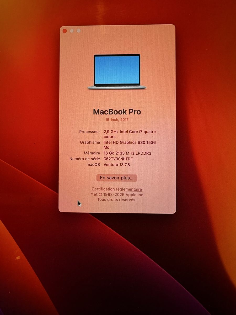 Apple Portables: MacBook Pro 15" Touch Bar/Core i7/16 GB/512GB SSD – D'occasion à Genève par csedunum 1
